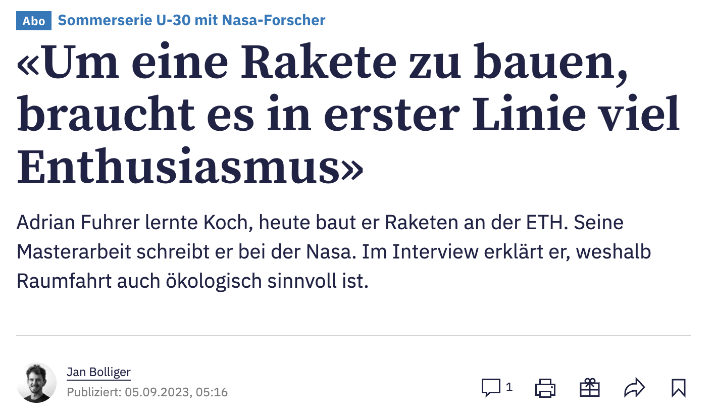 «Um eine Rakete zu bauen, braucht es in erster Linie viel Enthusiasmus» 