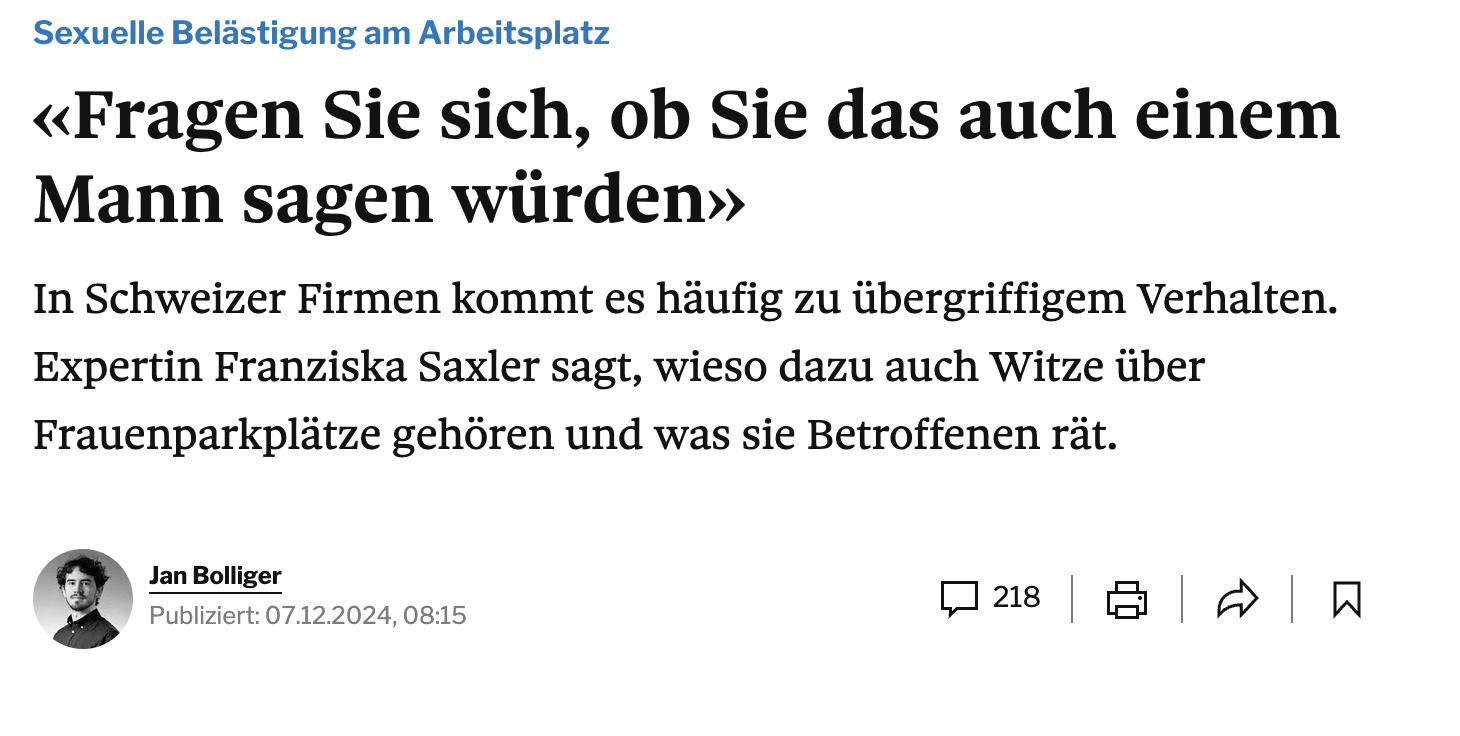 «Fragen Sie sich, ob Sie das auch einem Mann sagen würden»