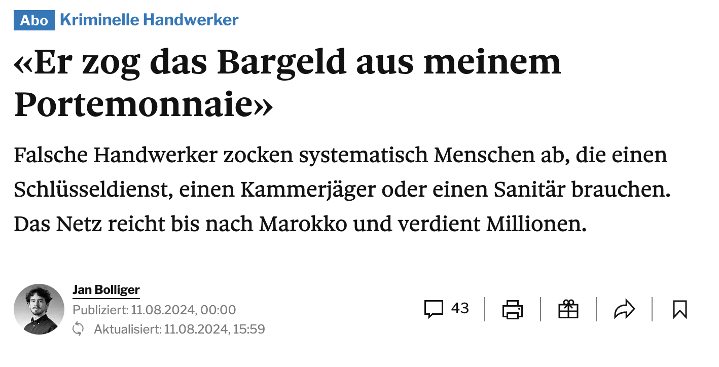 «Er zog das Bargeld aus meinem Portemonnaie»